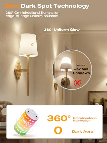 Image of CLOUDY BAY 10000mAh Battery Operated Wall Sconces,Up to 100 Hours with Rechargeable RGB Dimmable Magnetic Bulb,Cordless Wall Lighting Fixtures with Remote for Bedroom,Soft Gold,2 Pack-18inch