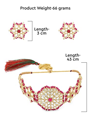 Crystal Beaded Ethnic Kundan Choker Necklace Earring & Ring Set