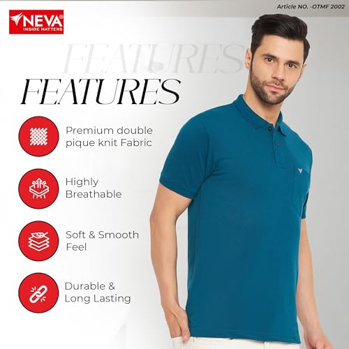 Image of NEVA Men's Regular Fit Half Sleeve Polo Neck T-Shirt with Chest Pocket
