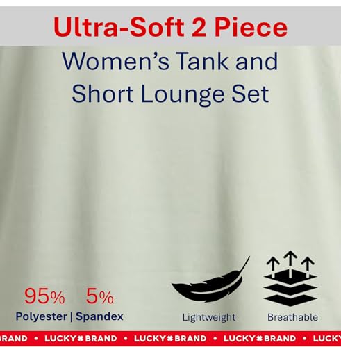 Image of Lucky Brand Womens 2 Piece Lounge Set, Lightweight Soft Pajamas Sleepwear Crossback Tank Top and Sleep Shorts