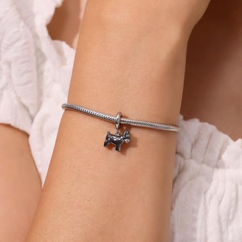 Image of GNOCE Pet Dog Bowl Bead Charm For Women, S925 Sterling Silver Bead Charm NecklaceBracelet for Her, Jewelry Gift