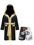 Lpdshaa Kostüm Für Kinder Und Jungen Boxanzug Langärmlig Robe Hosen Kickboxanzug Für Kampfsportarten Schwarzweiß 110-116