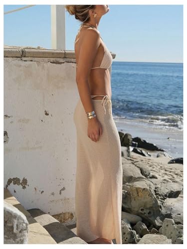 SHENHE Women's 3 Piece String Bikini Set Triangle Halter Starfish Metal Swimsuit with Long Skirt2