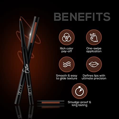 Image of RENEE Outline Lip Liner With Built-in Sharpener 04 Savannah 0.35gm, Long Lasting & Smudge Proof, Matte Finish & Rich Color Payoff, One Swipe Application