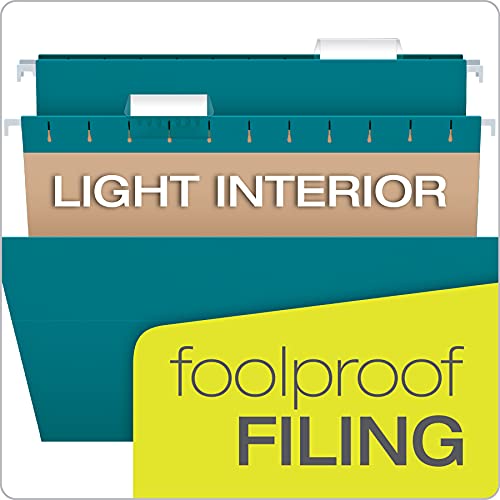 Image of Pendaflex Recycled Hanging File Folders, Letter Size, Assorted Jewel-Tone Colors, Two-Tone for Foolproof Filing, 1 /5-Cut Tabs, 25 Per Box (81667) (Pack of 10)