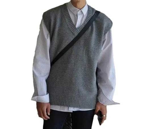 Men's Knit Sweater Vest V-Neck Sleeveless Pullover Winter Open Front Casual Sweater