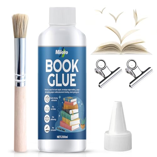 Pegamento para Encuadernacion, Pegamento para Puzzles, pegamento para Libros, PVA Glue para Encuadernación y Reparación de Libros, Sobres, Postales, Manualidades de Papel, Tarjetas, 200ml