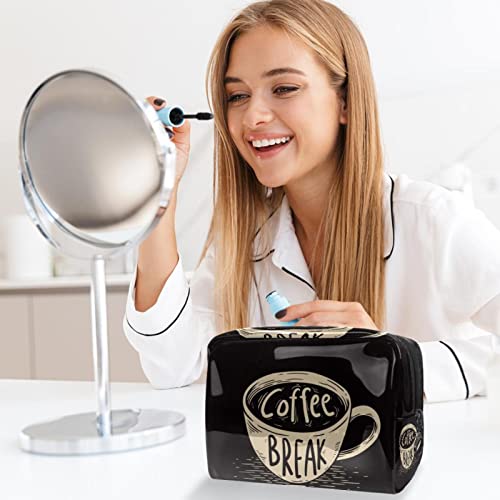 Pochette de maquillage café avec compartiments pour accessoires