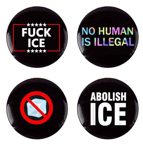 4 Pack Fuck Ice Anti Abolish Ice Pins And Button Circle Badges Round Chest Pins Brooch Decor