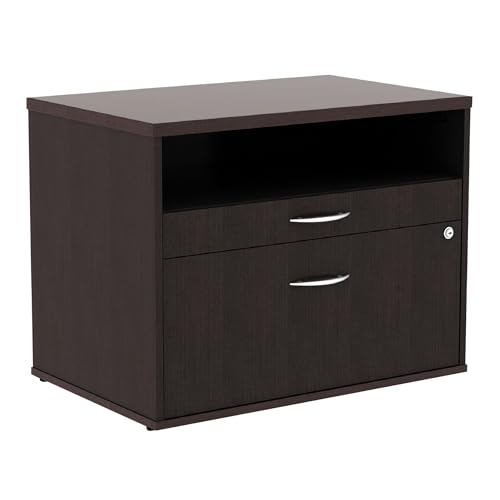 Alera Alera Open Office Desk Series Low File Cabinet Credenza, 2-Drawer: Pencil/File,Legal/Letter,1 Shelf,Espresso,29.5x19.13x22.88