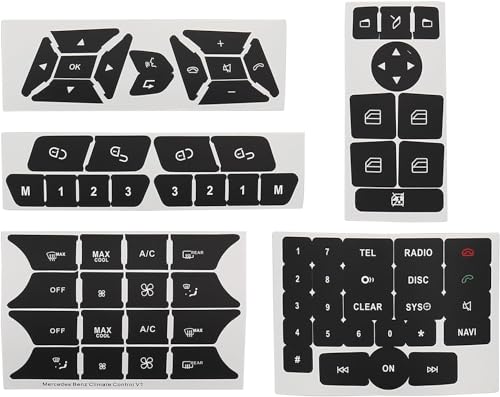 Image of Car Interior Stickers Button Decals Compatible with Mercedes Benz A W176 B W246 C W204 E W212 SLK R172 CLS W218 GLK X204 SL R231 Steering Wheel AC Window Radio Number Door & Air Conditioner Repair Kit