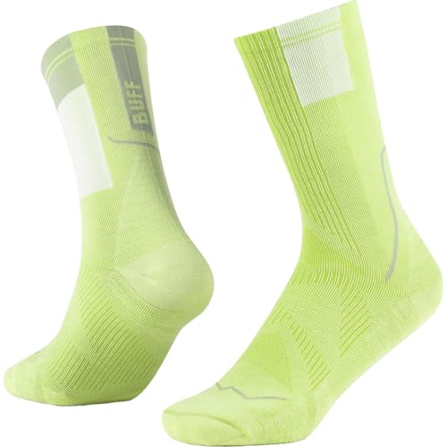 BUFF® | Calcetines Coolnet Crew Fresh, control de olores, transpirables, cómodos, deportivos, de compresión, verde lima, M