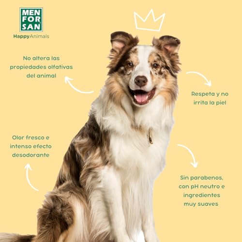 MENFORSAN Eau de Toilette für Hunde | Tropisch | Intensiver und erfrischender Duft | Deodorierende Wirkung | Mit sehr milden Inhaltsstoffen, die die Haut NICHT reizen | Mit neutralem pH-Wert | 125 ml