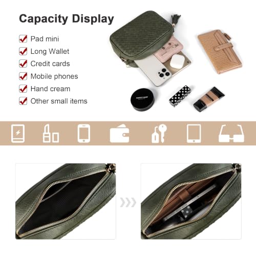 Image of AFKOMST Woven Crossbody Bags for Women Small Boho Purse with Roomy Space | Vegan Leather Camera Bag; Lightweight; Fits iPad mini, Long Wallet; Hands-Free Everyday