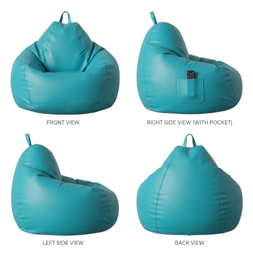 Image of KAM'S LIEU Leatherette Bean Bag Chair with Footrest | Filled with EPS Beans | Comfortable Sofa for Living Room & Bedroom | 4XL Size, Easy to Clean Color- (Aqua)
