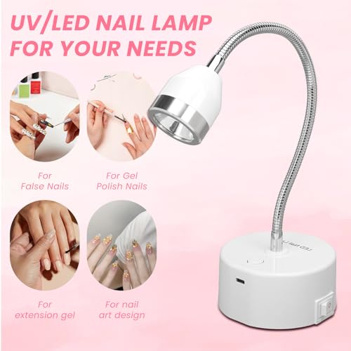 Lampe à ongles LED rechargeable sans fil avec col de cygne orientable pour manucure - 5