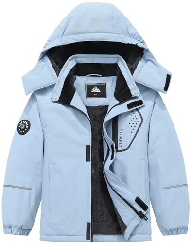 QUCOOM Boys Winter Snow Coat Kids Warm Ski Jacket Waterproof Fleece Snowboard Jackets Windproof Outdoor Hooded Raincoat