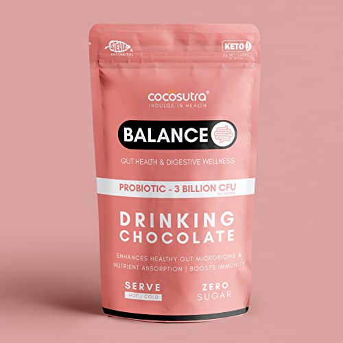 Image of Cocosutra BALANCE Sugar Free Drinking Chocolate Mix | Gut Health & Digestive Wellness | Boosts Immunity | Good Bacteria Support | Keto Friendly | Enjoy hot or cold | 200 g (Pack of 2)