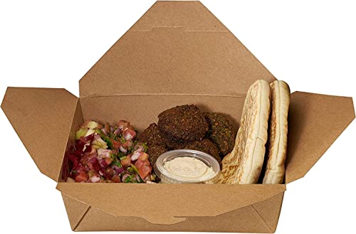 Take Out Food Containers 66 oz Kraft Brown Paper Take Out Boxes Microwaveable Leak and Grease Resistant Food Containers - To Go Restaurant, Catering, Food Truck - Recyclable Lunch Box #3 (200)
