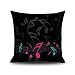 Lieson Fundas de almohada decorativas, 1 funda de cojín de 40 x 40 cm, 40 x 40 cm, notas musicales, fundas de almohada, negro, azul, rosa, lino