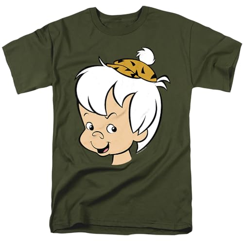 Popfunk The Flintstones Bam Bam Face Unisex Adult T Shirt (Large) Military Green
