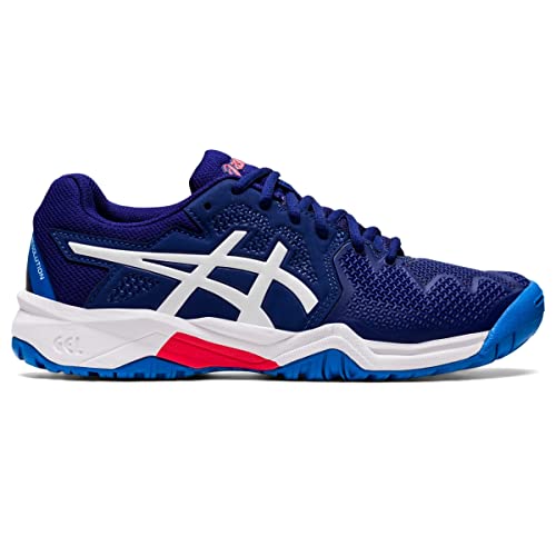 ASICS Kid's GEL-RESOLUTION 8 Grade School Tennis Shoes, 5.5, DIVE BLUE/WHITE