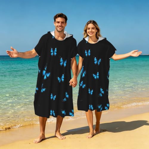 Poncho microfibre léger et absorbant avec capuche imprimé papillon - 7