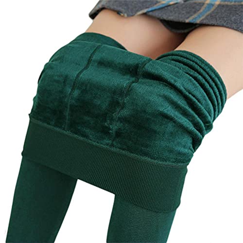 Leggings de velours contre le froid hivernal pantalon thermique vert taille S