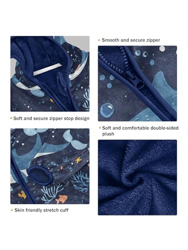 Ocean Whale Coral Girls Fleece Jacket Girls Fall Jacket Boys Coats Zip Up Hoodie Children Sherpa Warm Outerwear 2-10T3