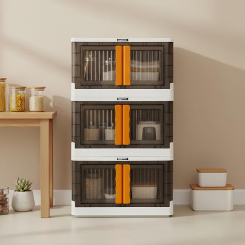 Image of Amazon Basics 3 Units Portable Multipurpose Large Cupboard for Home | Kids Organizer Box for Toys, Almirah for Books & Crockery Unit