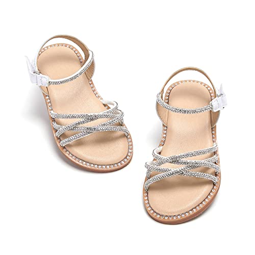 Image of Felix & Flora Toddler Girl Sandals -Flower Girl Dress Shoes Open Toe Little Kid Flats