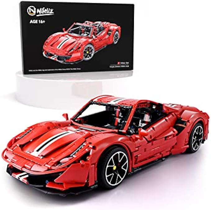 Nifeliz 487 Sports Car Building Toy Set for Adults, A Supercar Model to Build and Dispaly, Build a Faithful Version of The Famous Sports Car (3,608 Pieces)