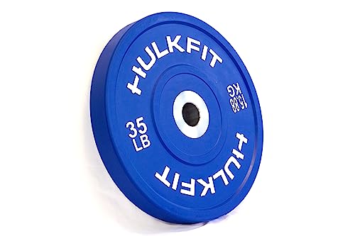 Hulkfit Sport Series 2" Olympic Shock Absorbing Rubber Bumper Weight Plates For Barbells - Multi Color 35 Lb Single #TOP1