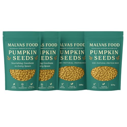 Image of Malvas Food Pumpkin Seeds 200 g (Pack of 4) | 100% Natural Seeds for Eating | Healthy Snack for Weight Management | Protein - Rich Superfood Healthy Snacks Diet Food | Raw & Premium Pumpkin Seed