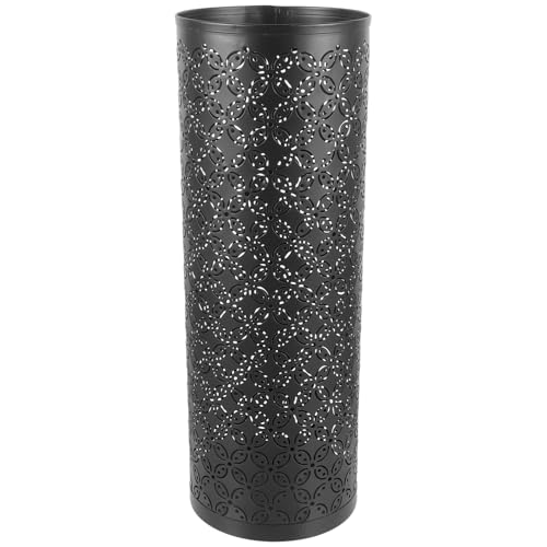 Garneck Round Iron Umbrella Storage Bucket Black Metal Umbrella Holder Walking Stick Organizer Entryway Hallway Supplies