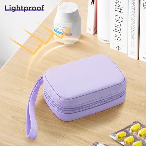 Image of Zannaki Cute Pill Organizer for Purse with Two Removable 7-Day Pill Box, Travel PU Leather Pill Case, Portable Weekly Pill Container with Storage Bag to Hold Vitamins, Fish Oils, Supplements (Purple)