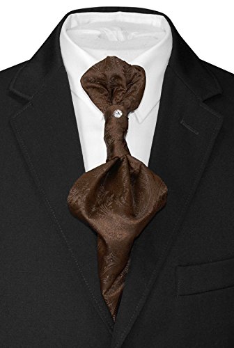 Image of Vesuvio Napoli PreTied ASCOT Solid PAISLEY Color Cravat Men's Neck Tie 21 Colors