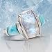 Stauer Larimar & Moonstone Ring – Genuine Gemstone Rings for Women – .925 Sterling Silver Rings for Women – Rare Larimar Jewelry Womens Ring size 08