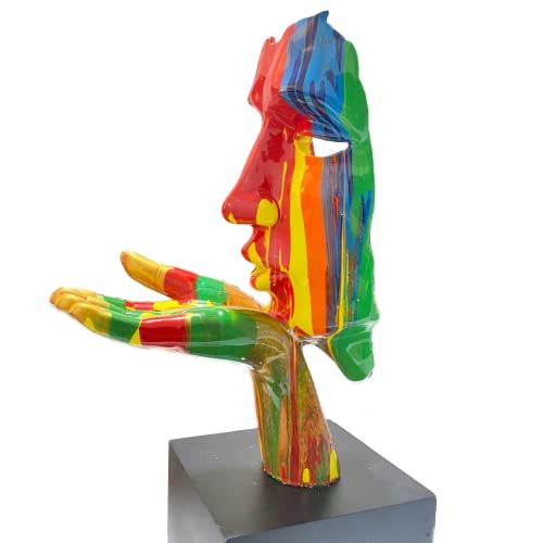 Improvinglife Sculpture Human Model Face Abstract 55 Cm High Colorful Resin Statue Home Decor Masterpiece Size:55 * 30 * 72Cm #TOP2