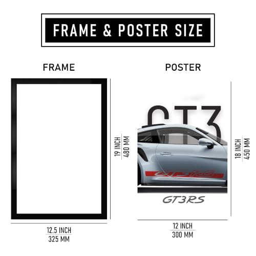 Image of Framed Wall Poster (12x18 Inch) | Inspirational Quote Wall Art | Minimalist Motivational Home Decor for Living Room & Office | Ready-to-Hang Display Frame (Posche GT3RS)