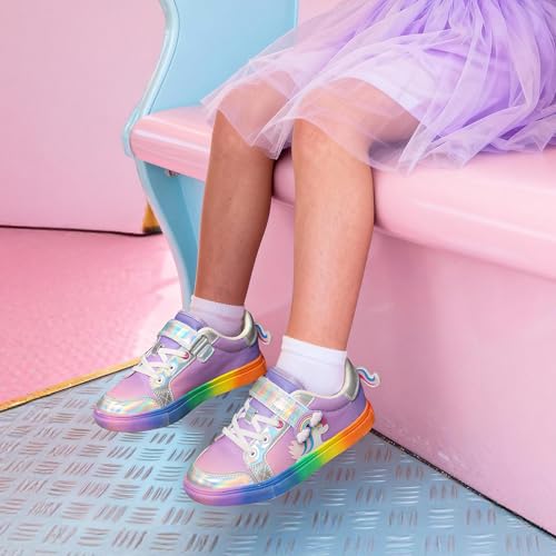 DREAM PAIRS Girls Sneakers School Shoes,Rainbow/Silver,8 Toddler - image 2