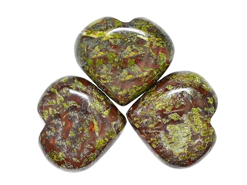 Image of Crystal Heaven Certified Dragon Bloodstone Heart Palm Pebbles Stones For Anxiety Stress Relief Massage-Aaa Grade Original Healing Gemstone Agate Heart Palm Stone For Yoga Meditation Spiritual