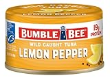 Bumble Bee Snackers - Lemon Pepper Tuna, 3 oz Easy Open Can - 19g Protein per Serving - Wild Caught Skipjack Chunk Light Tuna Pack - No Draining, Ready to Eat