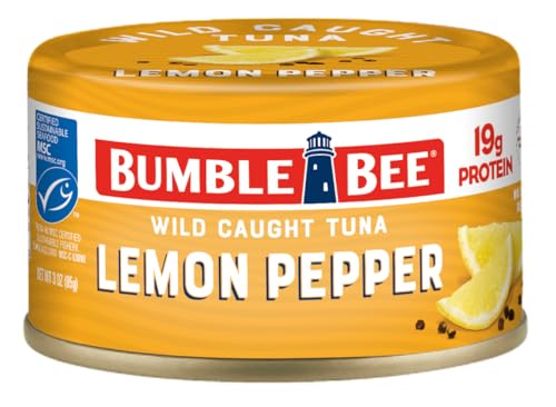 Bumble Bee Snackers - Lemon Pepper Tuna, 3 oz Easy Open Can - 19g Protein per Serving - Wild Caught Skipjack Chunk Light Tuna Pack - No Draining, Ready to Eat