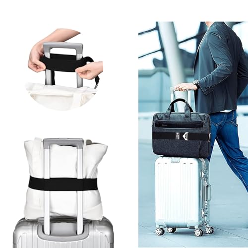 Image of Adjustable Luggage Strap for Suitcases Over Handle Add a Bag Elastic Travel Belt for Luggage Carry On Bag with Alloy Buckle Hands-Free Airport Travel Trips Accessories (Black)