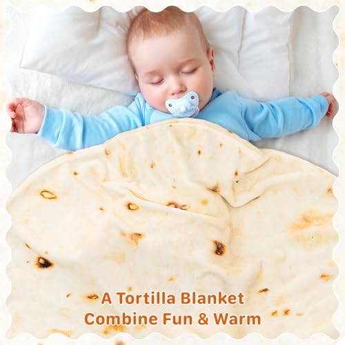Image of Burrito Baby Blanket, Tortilla Swaddle Blanket, Taco Blanket for Newborn Toddler, 285 GSM Soft Flannel Wearable Wrap Funny Gifts for Baby Shower & First Christmas Boy Girl 0-3 6 9 Months (Pack of 2)
