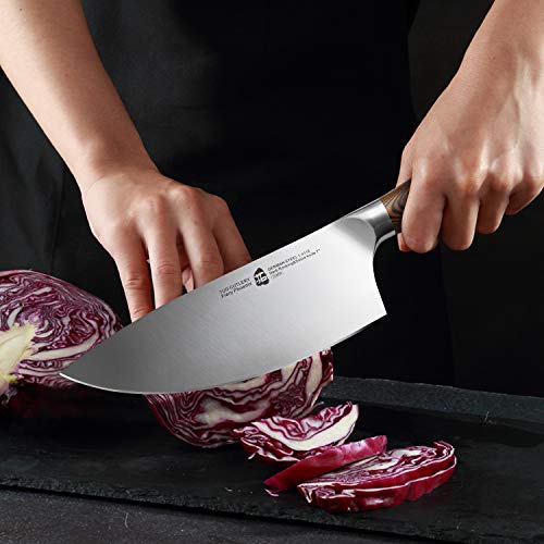 Image of TUO Rocker Knife, 7 inch Salad Chopper Chef Knife for Herb Rocking and Veggie Chopping, Vegetable Cleaver in High Carbon Steel with Ergonomic Handle - Fiery Phoenix Series