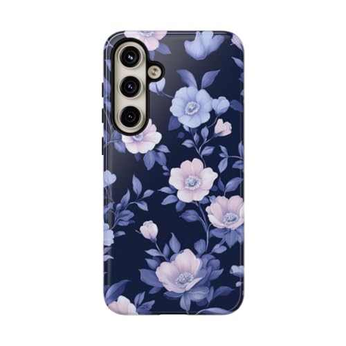 Coque motif floral bleu et rose Samsung Galaxy S24 Plus rigide