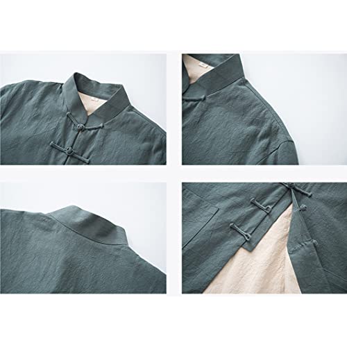 Traditioneller chinesischer Tang-Anzug für Herren – Weite, große Kung-Fu-Jacke mit Langen Ärmeln, Tai-Chi-, Qi-Gong- und Wing-Chun-Trainingsuniformhemd (Blau 1 8XL)
