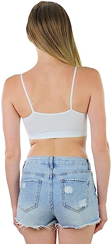 ToBeInStyle Women's Seamless Spaghetti Strap Cami Sports Bra - White